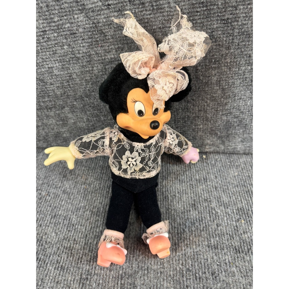 Vintage 1980s Applause Totally Minnie Mouse Plush Doll Lace Outfit 11 inch